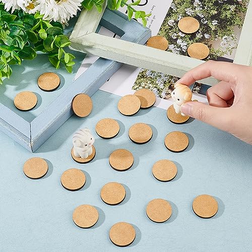 FINGERINSPIRE 70 Pcs Wooden Slices Discs 2.5cm Round MDF Bases for DIY Miniatures Circle Wood Sheet Unfinished Wood Pieces for DIY Keychain Painting Craft Round Slices for Halloween Christmas Decor - Image 3