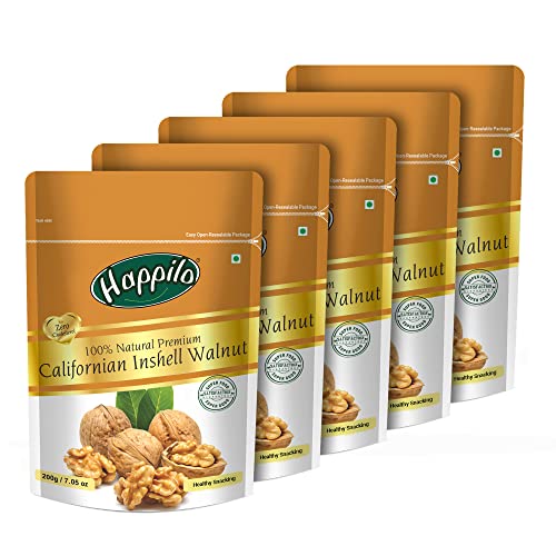 Image of Happilo Premium Inshell Dried Walnut 200g (Pack of 2) | Akhrot Giri | Dry Fruits, Healthy Snacks | Large Size | Walnut with Shell | Rich in Protein, Antioxidants & Source of Omega-3