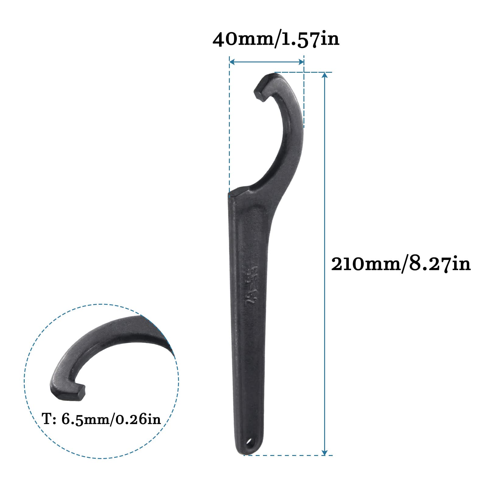 Chiave A Gancio Per Dadi Tondi 55-62mm - In Acciaio Forgiato, 210mm, Per Meccanica E Auto - Foto 2