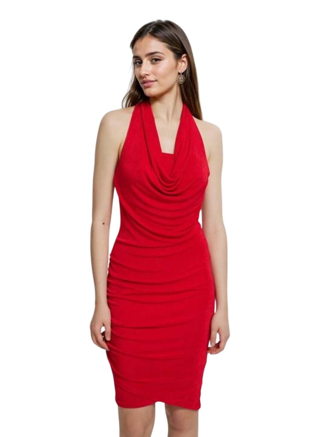 Kotty Women's Solid Amaranth Red Casual Dress(Red,M)-Kttdress430M