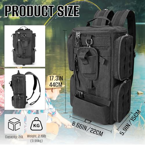 LIWSHWZ Fishing Tackle Backpack for Anglers, Lightweight 20L Storage ...