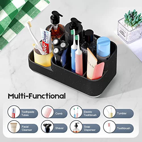 Jxvtomv Toothbrush Holder For Bathroom, Bathroom Organizer Countertop, Bathroom Storage Organizer For Toothpaste/Vanity Countertop And Other Items, 5 Compartments, Black #TOP1
