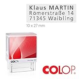 Colop (WEIß) Printer Stempel / 10-20 - 30-50 - 60 / Verschiedene GRÖßEN (10) mit individueller Textplatte/Logo