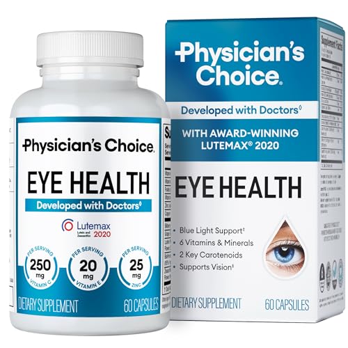 Physician's Choice Eye Health - Lutein, Zeaxanthin & Bilberry Extract - Supports Eye Strain, Dry Eyes, and Vision Health - 2 Award-Winning Clinically Proven Eye Vitamin Ingredients - Carotenoid Blend
