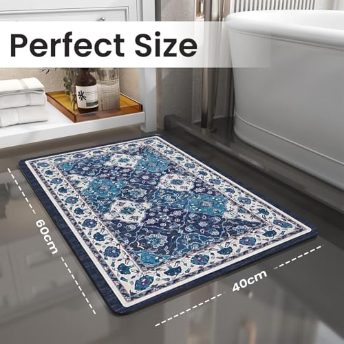 Image of MAXOSHINE PVC Bathroom Mats Anti Slip | Water Absorbent Bath Floor Mat | Quick Dry Anti Skid Bathroom Mats for Home | Door Mat for Wet Area 40x60 CM (Persian Blue)