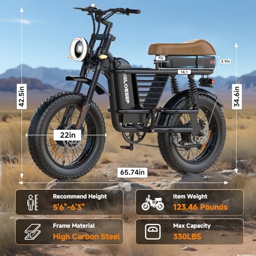 Image of Electric Bike for Adults, 1500W-3000W Peak Fat Tire Ebike, Class 2 Moped Style All-Terrain Electric Bicycle with Advanced Suspension, UL 2849 Certified Removable Battery