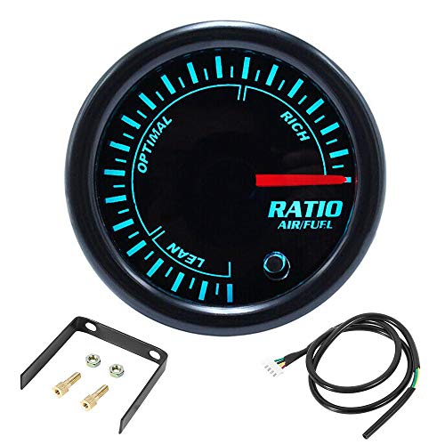 X AUTOHAUX 1 Set 2-1 16  52mm 7 Color LED Air Fuel Ratio AFR Gauge Black Dial Power Harness for Car