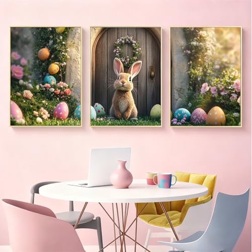Tableaux Moderne Abstrait : Dites Adieu aux Murs Vides avec l'Ensemble Toile Lapin Pâques - 2
