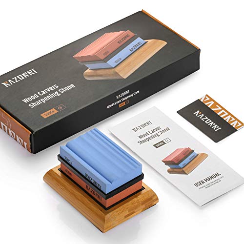 Razorri Wood Carving Sharpening Stone Kit - 400 & 1000 Grit Whetstone With Multiple Grooves - Waterstone Straightens And Repairs Whittling & Carving Knives, Chisels, And Gouges #TOP5