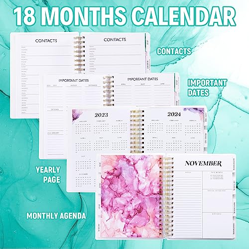Hardcover Planner 2023-2024 7.9" X 9.8", Large 18 Months Daily Weekly Monthly Planner Yearly Agenda July. 2023–Dec. 2024, Page Tabs, Separator Page, Pocket Folder, Bookmark, Sticky Note Set #TOP5