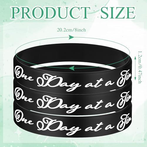 60 Pcs One Day at a Time Silicone Motivational Wristbands Black Inspirational Rubber Bracelets Sobriety Gifts for Addiction Recovery Sober Anniversary Alcoholics Anonymous Men and Women2