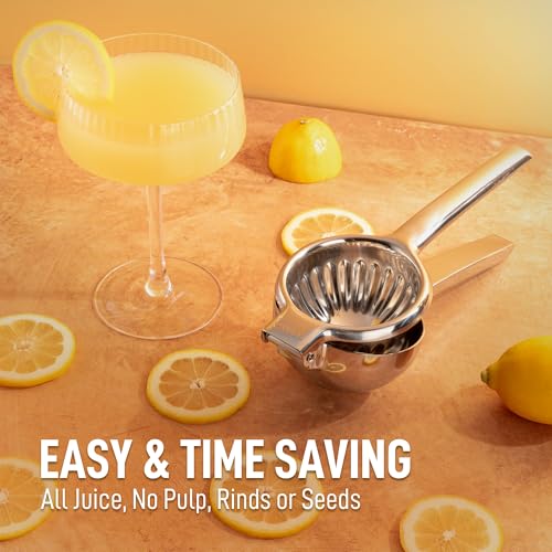 Image of Zulay Kitchen Extra Large Lemon Squeezer Stainless Steel - Easy Squeeze Heavy Duty Lemon Juicer Hand Press - Ergonomic Citrus Squeezer & Fruit Juicer for Small Oranges, Lemons, & Limes - Silver