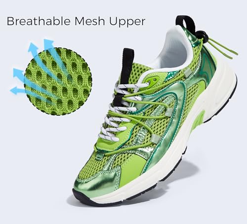 LUCKY STEP Women's Fashion Walking Shoes Running Platform Mesh Casual Sport Gym Work Adjustable Lace Lifestyle Stylish Trendy Athletic Tennis Shoes4