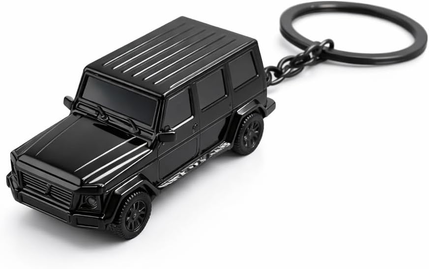 G Wagon Car Keychain, Black Metal Car Key Ring, 2 Inch SUV Vehicle Charm
