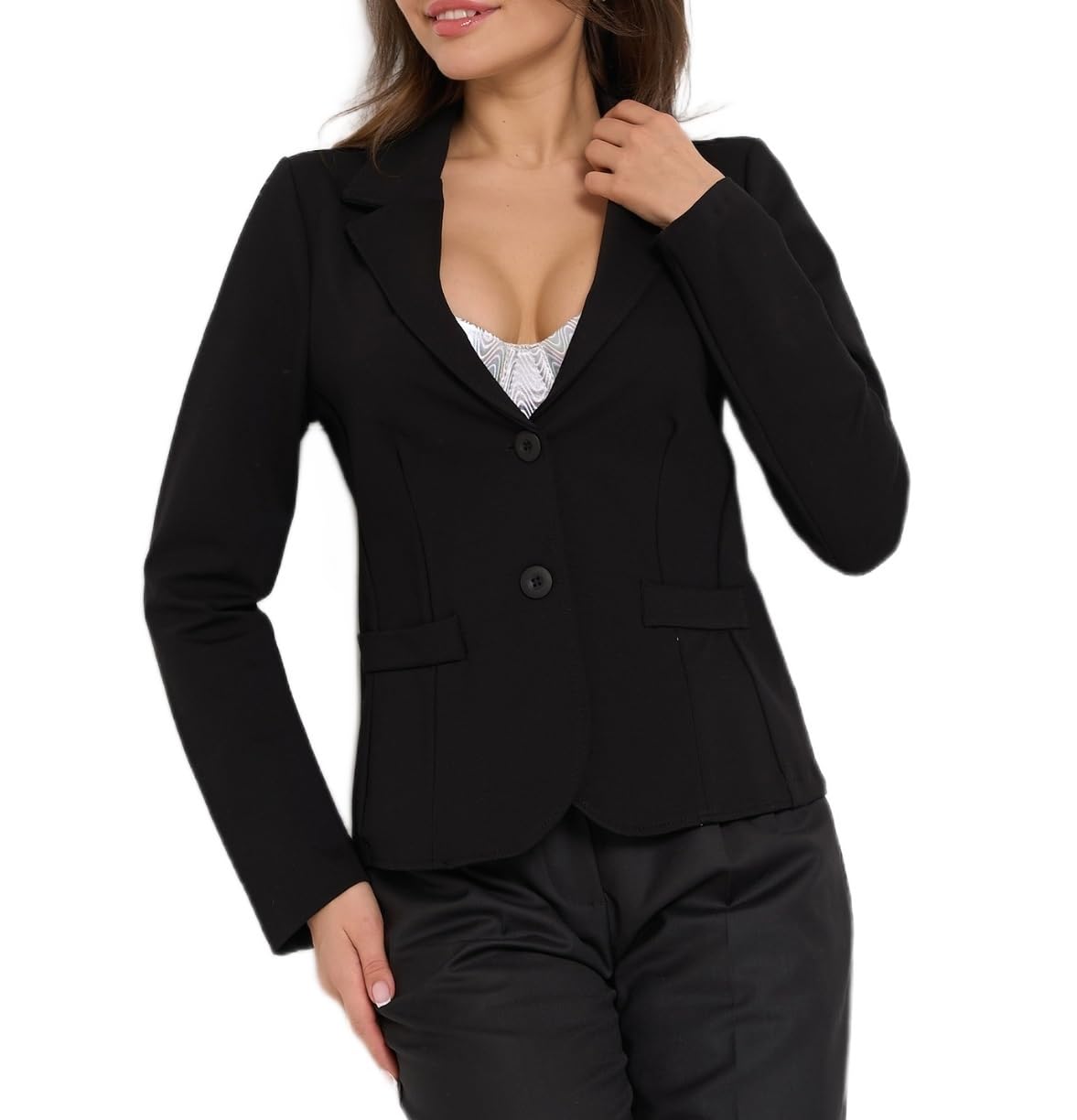 Blazer Donna Elegante Corto - Giacca Cerimonia Leggera Made in Italy, per Completo Abbigliamento Casual e Tailleur Eleganti, Coprispalle Cardigan Giacchino Taglie Forti