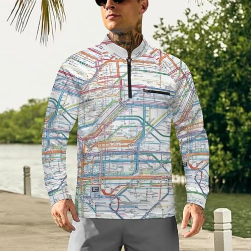 London Tube Map Men's Sun Protection Shirts UV SPF UPF 50+ Long Sleeve Rash Guard Lightweight2