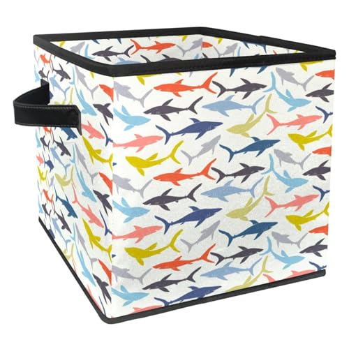 Panier de rangement pliable cube tissu requins pour linge et dressing