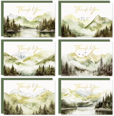 Aazon.co : Whaline 40 Pack Thank You Cards With Envelopes Set Sage - View #9