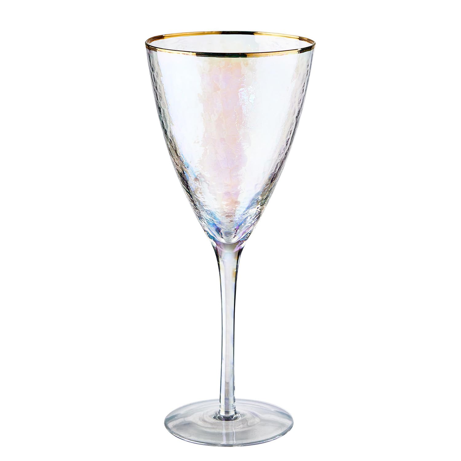 BUTLERS 6er Set Weinglas 400 ml Klarglas - SMERALDA - Goldrand | Farbe Durchsichtig - Weinkelch für Weißwein - Stielglas für Rosé - Irisierende Perlmutt-Optik