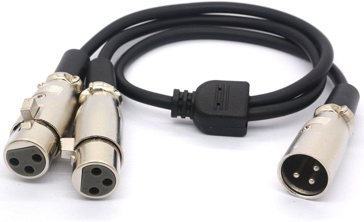 HTGuoji XLR Cable Y Splitter Adapter - Male To Dual Female Y Extension Cord f...