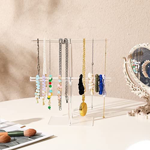 Lovnfc Jewelry Necklace Organizer Stand Holder， Acrylic Jewelry Display Storage Bracelet Organizer， 2 Tier Jewelry Tower Hanging Rack For Necklaces,Bangles,Bracelets,Rings, Earrings And Watch #TOP5