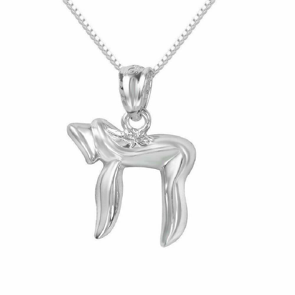 SURANO DESIGN JEWELRY Sterling Silver Box Chain Necklace w/Chai Symbol Pendant Charm
