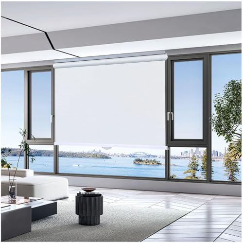 Estores Enrollables Blackout Sin Taladrar, Persianas Enrollables Parasol, Estores Enrollables Térmicos para Ventanas, Cortinas Opacas, Persianas Temporales Privacidad,white-145x175cm/57 * 69in
