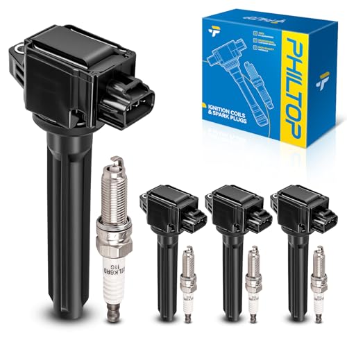 Image of PHILTOP Ignition Coil Pack and Spark Plugs Fits for Mitsubishi 2014-2019 Outlander 2.4L, 4PCS UF814