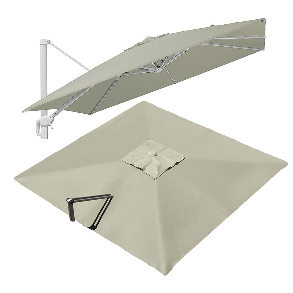 Toldo rectangular de repuesto para sombrilla de exterior, 300 x 400 cm, 8 varillas, tela para sombrilla de mesa de patio (gris claro, 2,5 x 2,5 m), resistente a los rayos UV, fácil de instalar