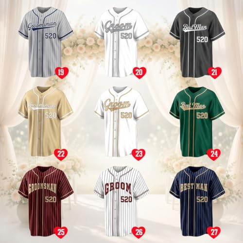 Custom Baseball Jersey - Personalized Groom Groomsmen Best Man Jersey, Bachelor Party Wedding Bride and Groom Shirts miniatura 5