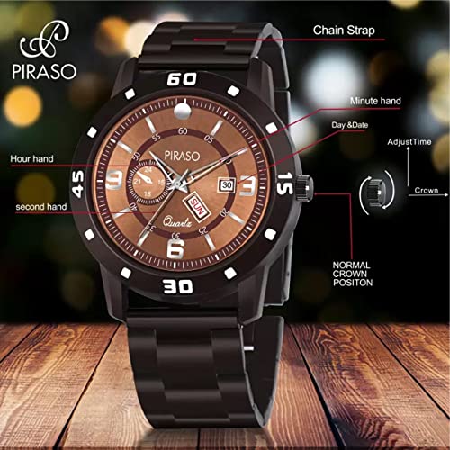 Image of PIRASO Analog Day and Date Working Display MESH Strap Watch for Men & Boys