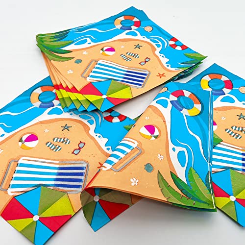 Image of 50 Pcs Summer Beach Party Napkins Beach Theme Birthday Disposable Paper Napkins Luncheon Napkins Supplies Decorations Favors for Summer Party