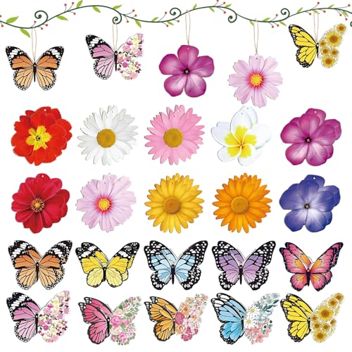 Holz Deko 40 Stück Frühlingsdeko Deko FrühlingsdekoAnhänger Frühling zum Aufhängen Hängedeko...