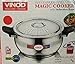 Tabakh by Vinod 18/8 Stainless Steel Outer Lid Magic Pressure Cooker - 3.5 L with Pressure Cooker Lid, Straining Lid and Glass lid (Induction and Gas Stove Friendly), Silver