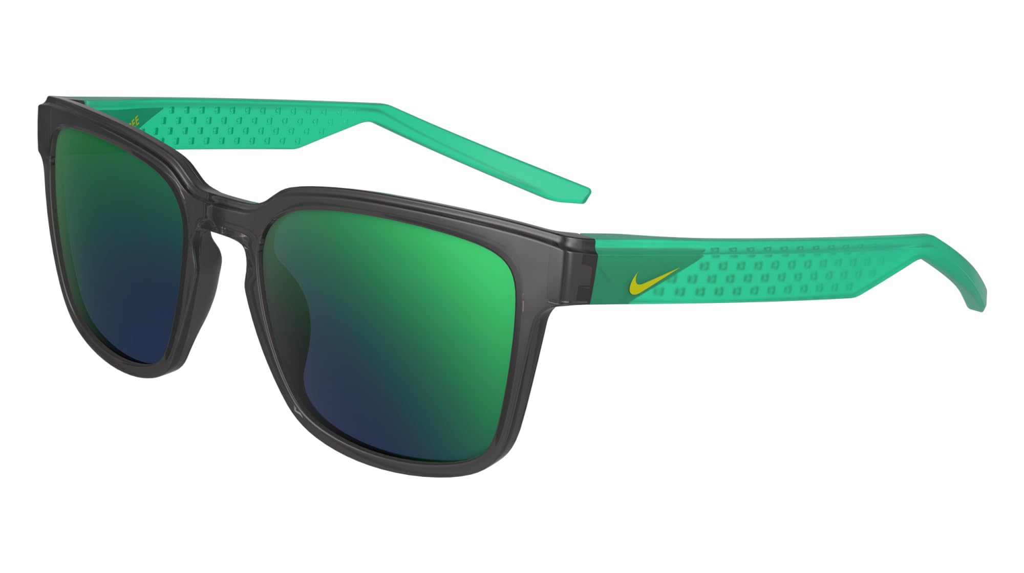 Nike Nike Livefree Iconic N Iu4882x Quadratische Sonnenbrille für Herren, Mattschwarz/Grün verspiegelt, One Size