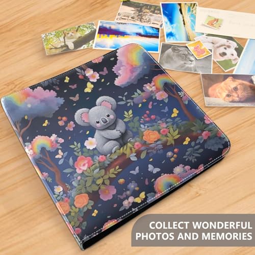 Álbum de fotos adhesivo DIY con cubierta de cuero PU, diseño de anillas, 40 páginas, tamaño 11.8 x 11.2 pulgadas miniatura 5