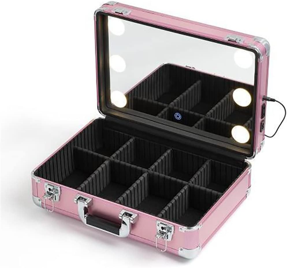 Makeup Artist Suitcase Beauty Nail Box with LED Light Travel Cosmetics Organizer Organizer Tool Box(black-JoJo's Bizarre Adventure1,40 * 26c*16cm)