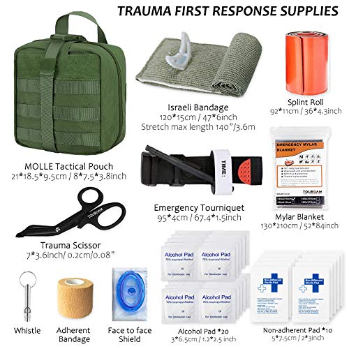 TOUROAM IFAK Molle Trauma Kit- Emergency Survival First Aid Kit, Military Tachtical Admin Pouch EMT, Bug Out Bag Camping Gear Supplies Hiking Car - Thumbnail 7