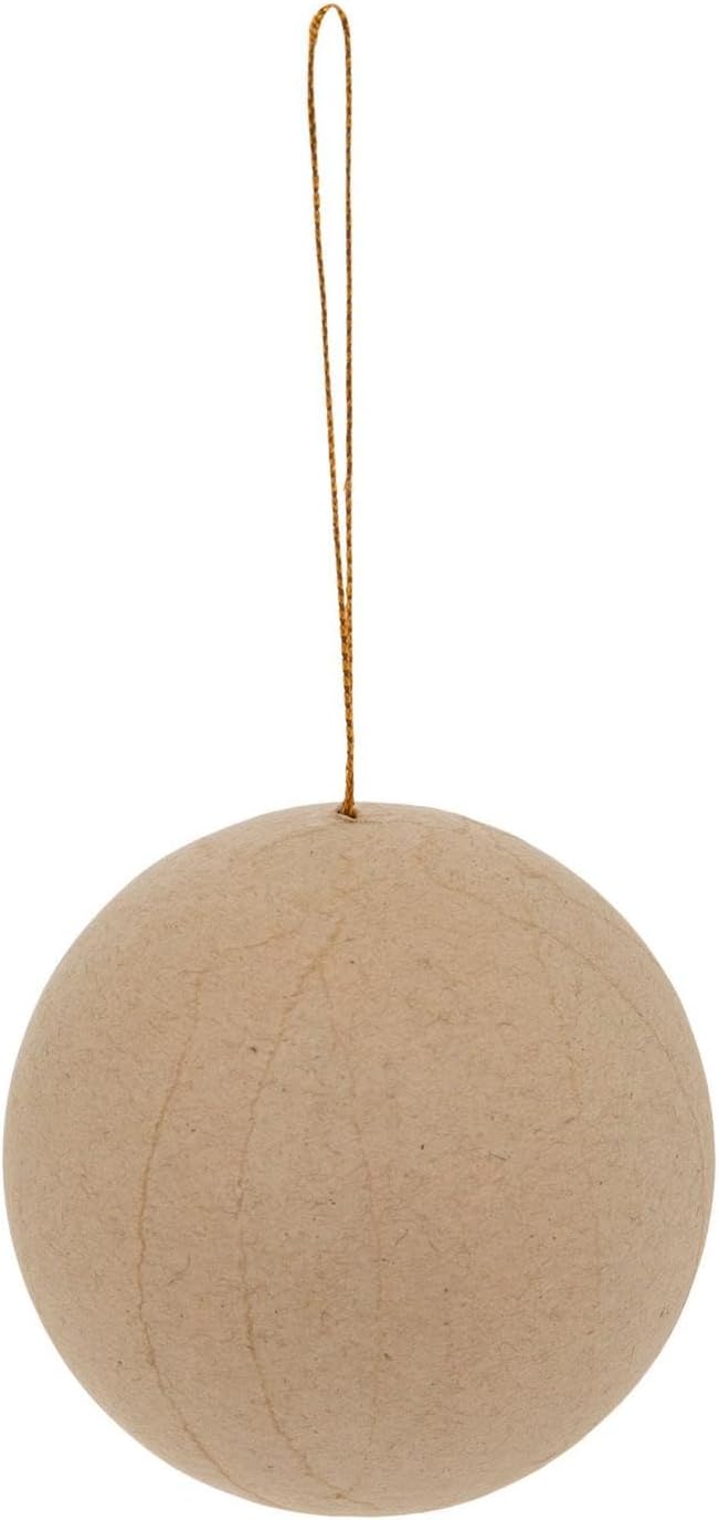 Hobby Lobby Paper Mache Ball Ornament, Brown, 3.5", Set of 12