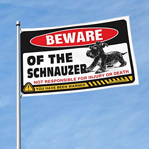 Drapeaux amusants de chambre fille : déco humour Beware of Schnauzer 152x244