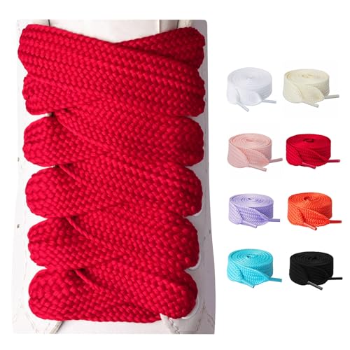 Olukssck 2 Pairs 3/4" Wide Fat Shoe Laces for Sneakers, Red 47in