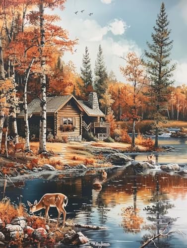 Peinture Diamant Bricolage lac et cerf pour sublimer le salon de votre maison