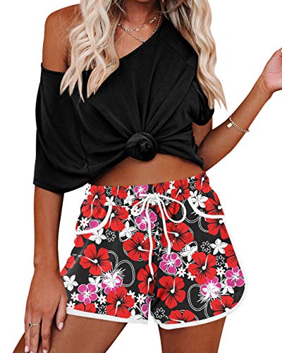 Image of For G and PL Women Summer Floral Beach Boardshorts with Pockets Swim Trunks