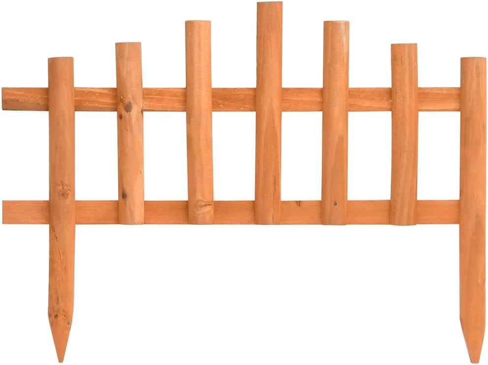 vidaXL Lawn Edgings 10 Pcs, Landscape Edging for Patio Backyard, Lawn Edging Border for Plant Flower DIY Decorative, Wooden Barrier, Firwood