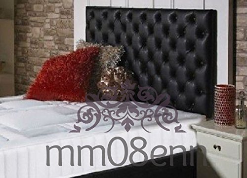 mm08enn Quality luxury Colchester Faux Leather Headboard Choice of Fabric Buttons or Crystal Diamante (3ft Matching Buttons, Brown)