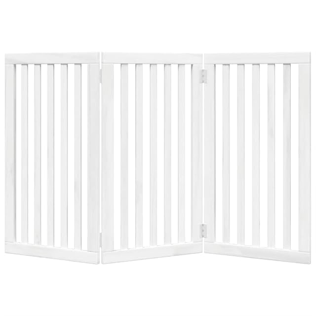 Foto 6 de 8 de vidaXL Puerta para Perros Plegable 3 Paneles Madera álamo Blanca 150cm, Puerta para Mascotas