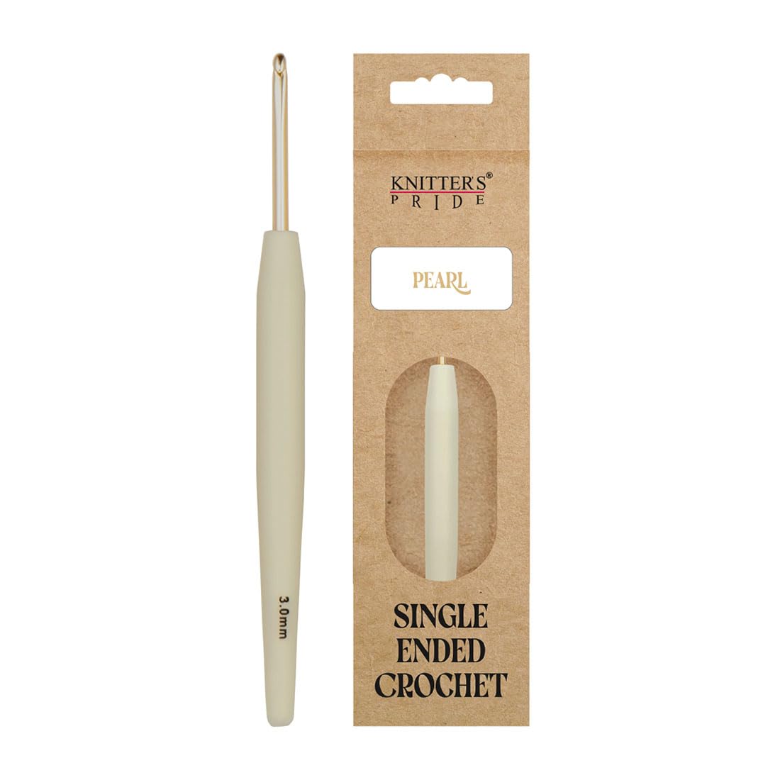 Knitter's Pride Pearl Aluminium Crochet Hook 3.00 mm - 1 piece, Beige with Silver Tip