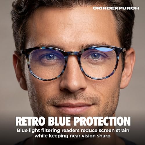 Image of grinderPUNCH Reading Glasses Men Women Fashion Computer Readers Stylish Blue Light Blocking Glasses Gaming Eyeglasses