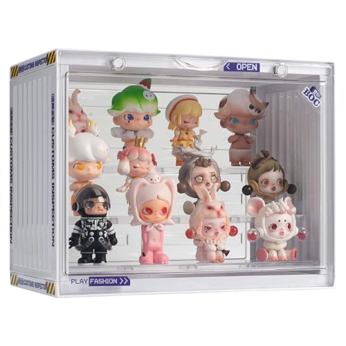 Clear Display Case for Figures, 3 Tier Adjustable Display Stand, Acrylic Display Box with Magnetic Door, Dustproof Showcase for Collectibles Mini Funko Pop Popmart Action Figures (Ivory-1 Pack)