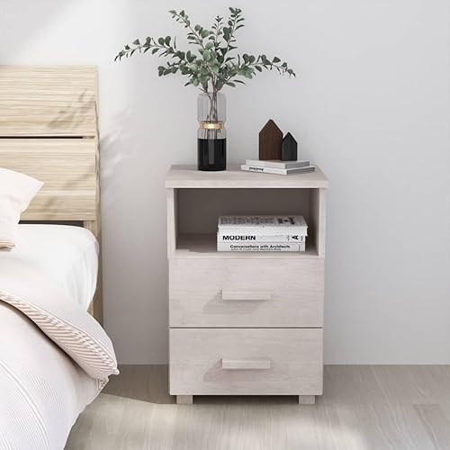 Miniatura 10 de vidaXL 2 armarios de madera maciza de pino para el hogar, interiores, dormitorio, almacenamiento de madera, mesita de noche, cajón lateral,